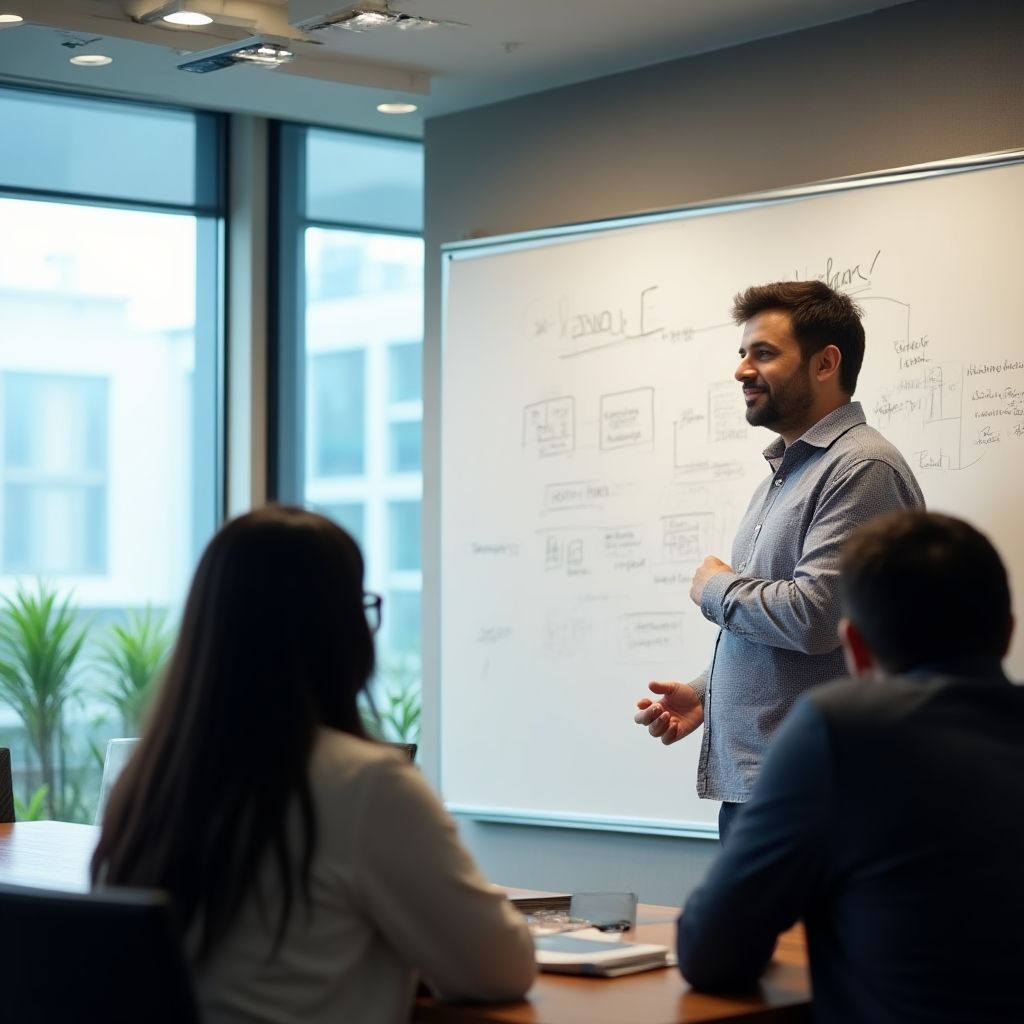Business coach guiding entrepreneurs